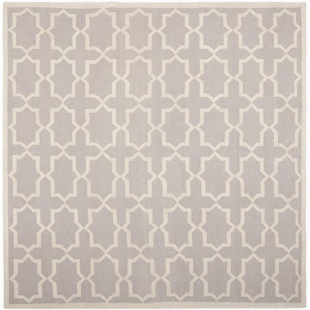 Safavieh 8 ft. x 8 ft. Square Contemporary Dhurries- Grey and Ivory- Flatweave Rug DHU549G-8SQ